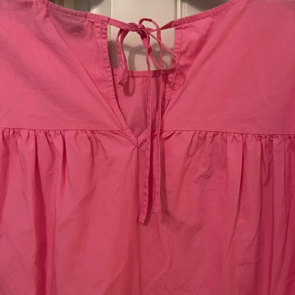 WHO WHAT WEAR Women’s asymmetrical tier pink ruffle short sleeve dress.  XXL - Picture 7 of 16